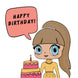 Big Eyes Anime Girl Happy Birthday Card