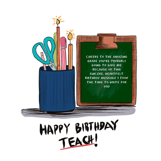 Chalkboard Happy Birthday Teach Card
