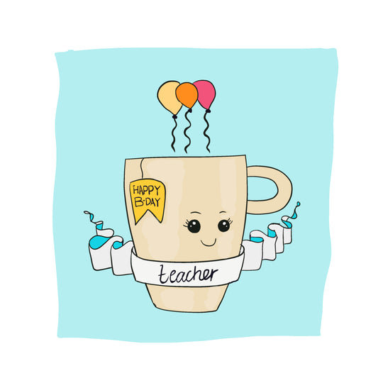 Mug Balloons Happy Birthday Card
