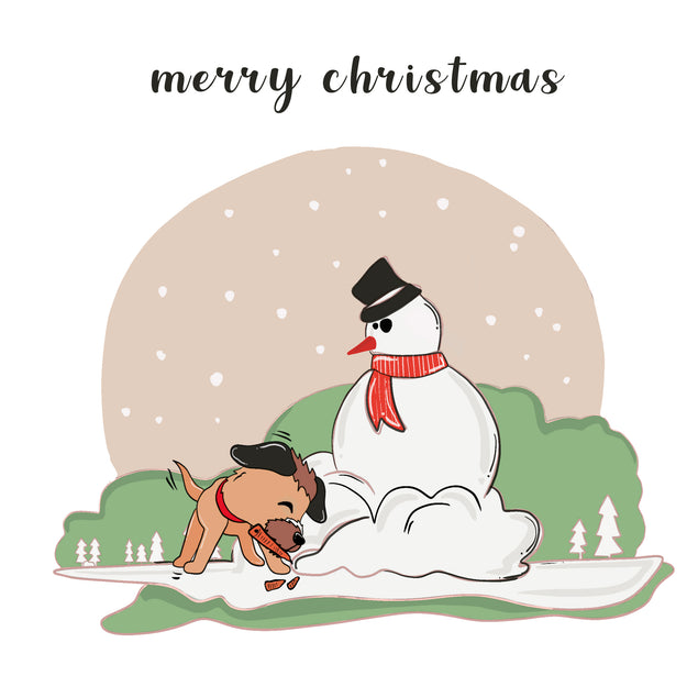Merry Christmas Border Terrier And A Snowman Card Season_Christmas Seo_Border Terrier