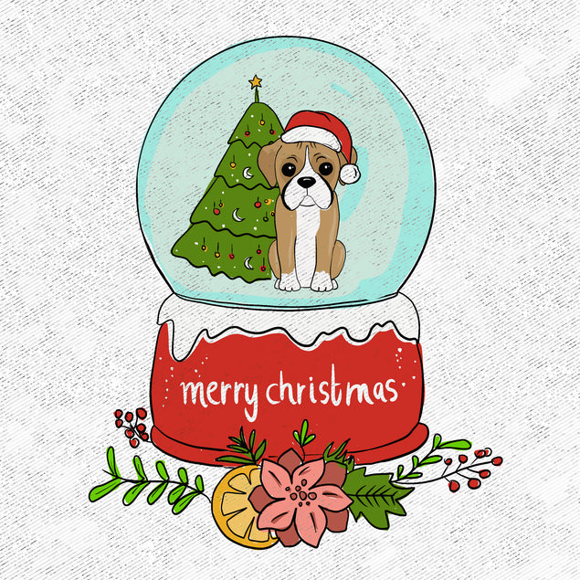 Snow Ball Boxer Dog Merry Christmas Card Seo_Boxer Dog