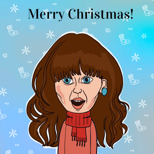 Zooey Deschanel Caricature Merry Christmas Card Seo_Caricature