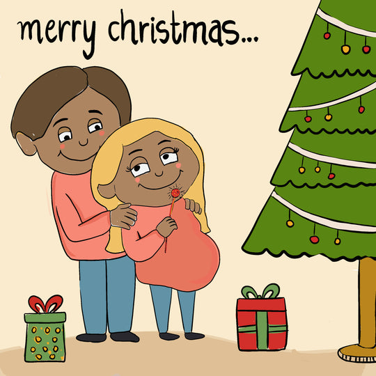 Pregnant Wife Merry Christmas Card
