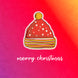 Red Background Hat Merry Christmas Card