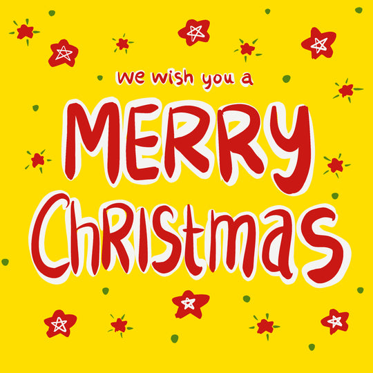 Yellow Background Merry Christmas Card