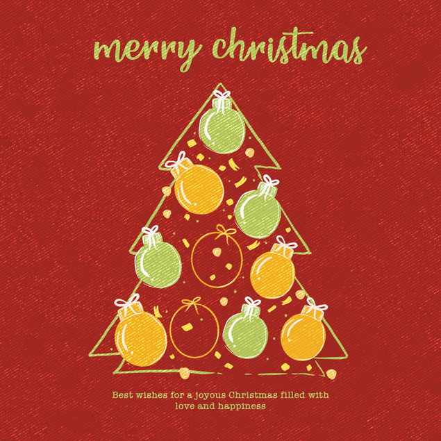 Merry Christmas Small Christmas Tree With Colourful Baubles Card Season_Christmas Seo_For Corporate