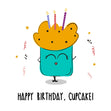 Happy Birthday Cute Cupcake In Blue Theme_Cupcake