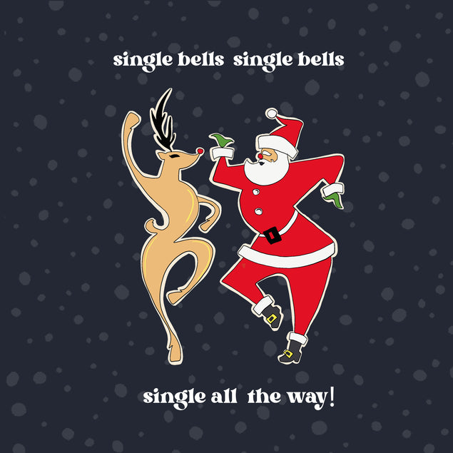 Single All The Wat Santa And Deer Dancing Christmas Card Season_Christmas Theme_Dancing