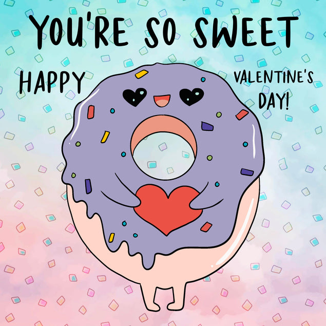 Happy Valentine's Day You're So Sweet Cute Donut Card Season_Valentine's Day Theme_Donut