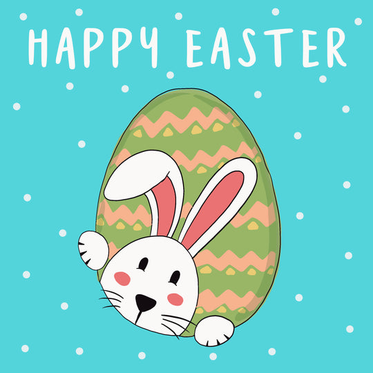 White Bunny And Green Egg Easter Card