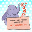 Happy Valentine's Day My Heart Beats Strongly Because Of You Cute Elephant Card Season_Valentine's Day Seo_Elephant