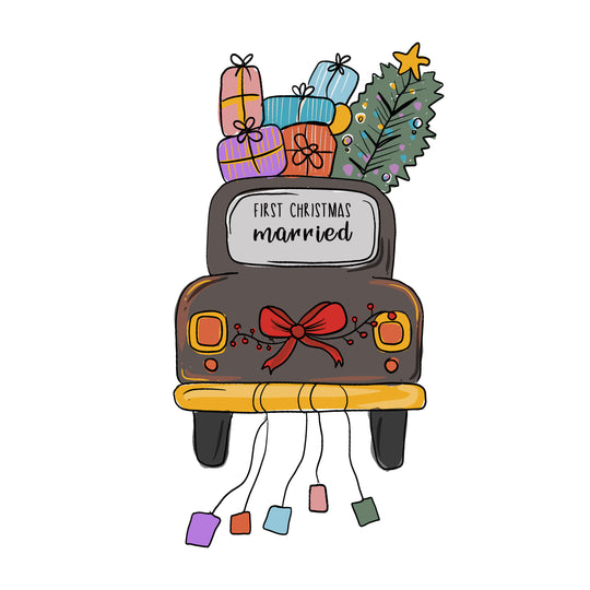 Merry First Christmas Car Full Of Presents Card