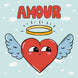 Amour Happy Winged Heart Valentine's Day Card