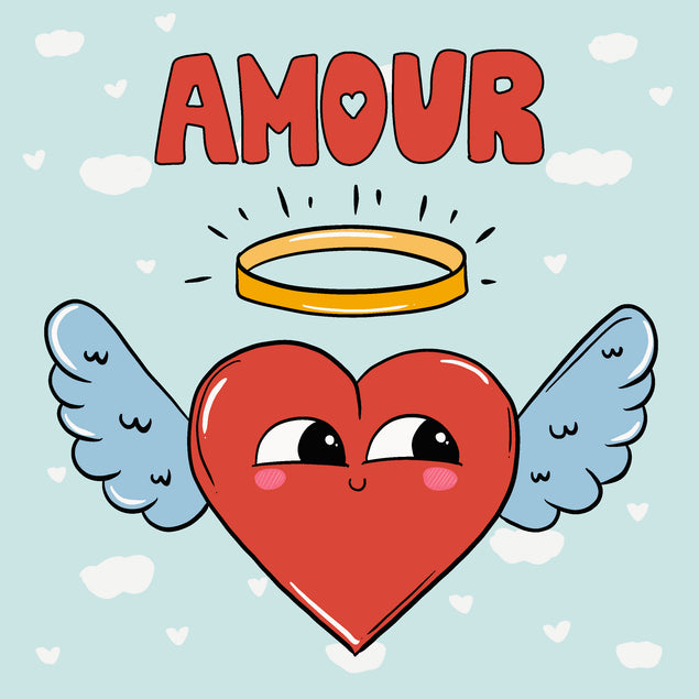 Amour Happy Winged Heart Valentine's Day Card Season_Valentine’s Day Seo_French