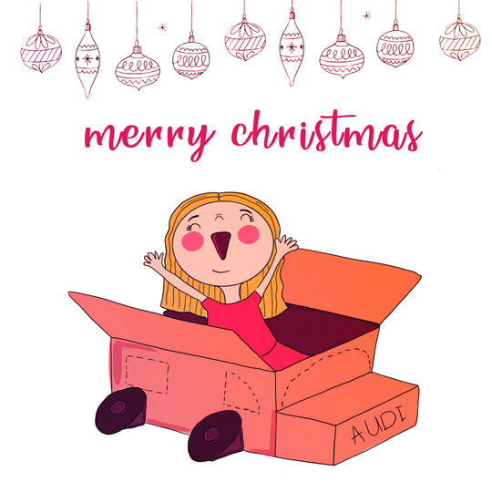 Funny Cardboard Car Merry Christmas Card