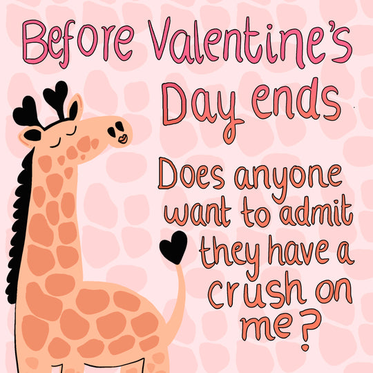 Cute Pink Themed Giraffe Valentine's Card