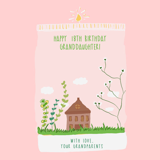 Pink Background Happy 18th Birthday Granddaughter Card