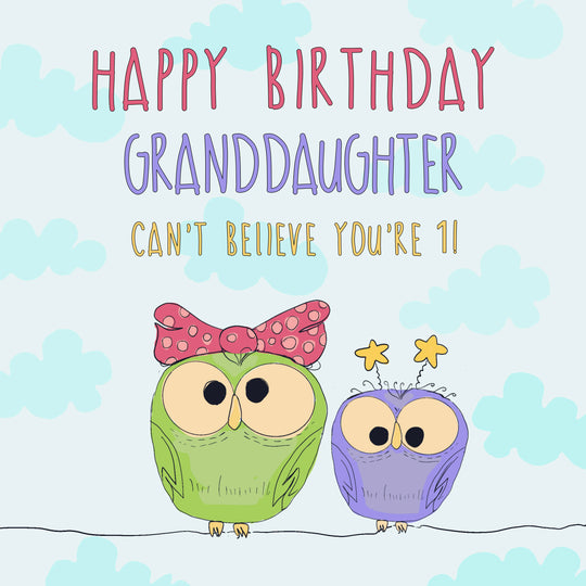 Happy 1st Birthday Granddaughter Funny Owls
