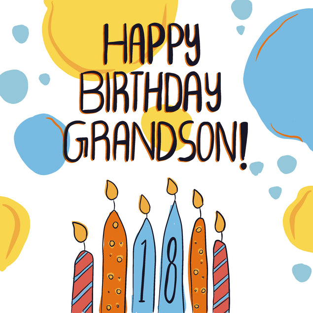 Colorful Candles Happy 18th Birthday Grandson Recipient_For Grandson Milestone Age_18th Birthday