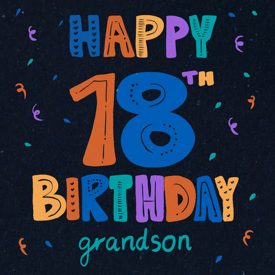 Colorful Letters Happy 18th Birthday Grandson