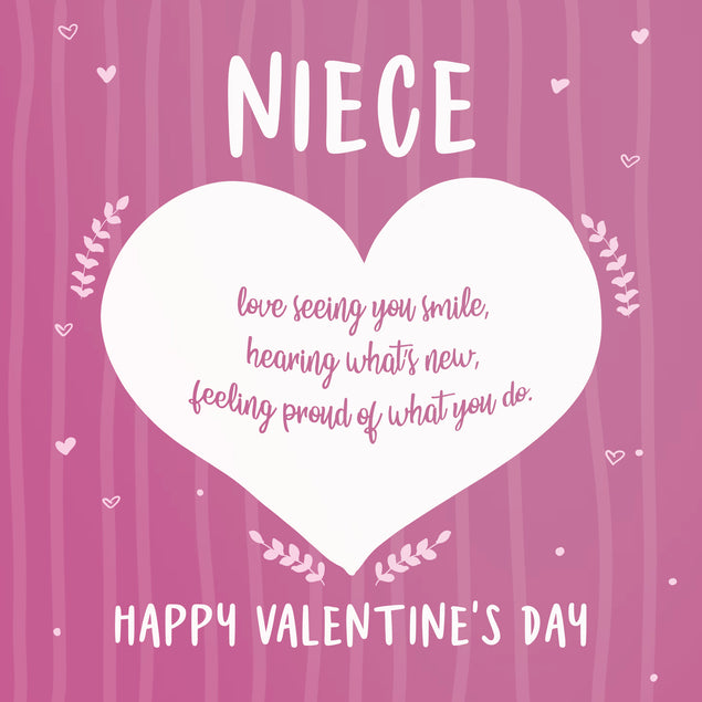 Happy Valentine's Day Niece Big White Heart Card Season_Valentine's Day Recipient_For Niece