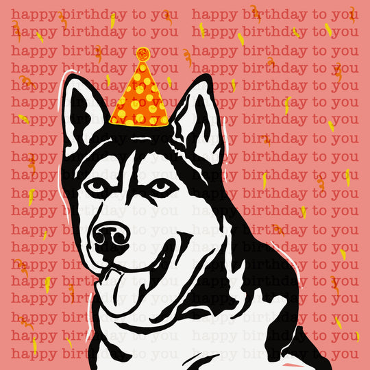 Happy Husky Dog Happy Birthday Card