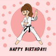 Karate Girl Happy Birthday Card Seo_Karate