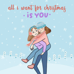 Lesbian Couple All I Want For Christmas Card Theme_LGBTQ Recipient_For Her