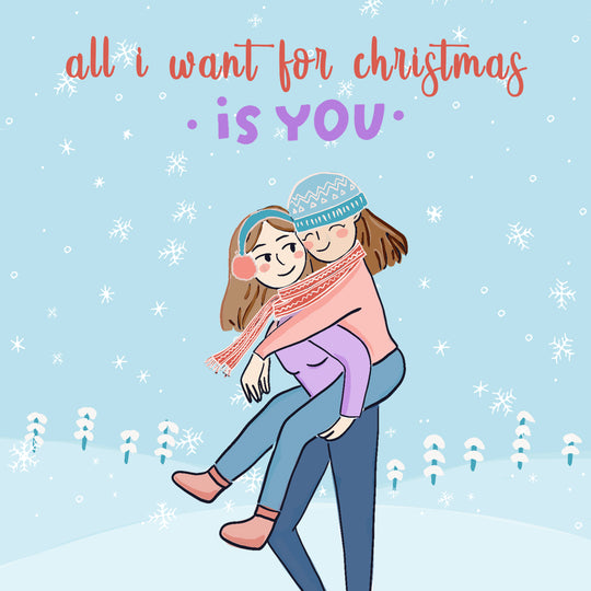Lesbian Couple All I Want For Christmas Card