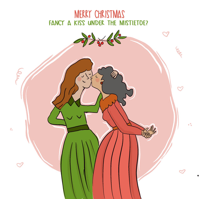 Lesbian Couple Merry Christmas Card Boomf