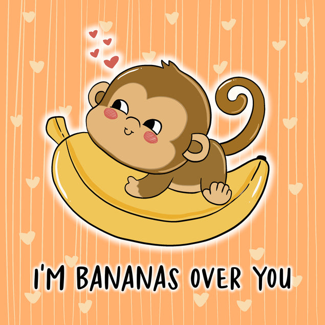 I'm Banas Over You Cute Baby Monkey Valentine's Day Card Season_Valentine’s Day Theme_Monkey
