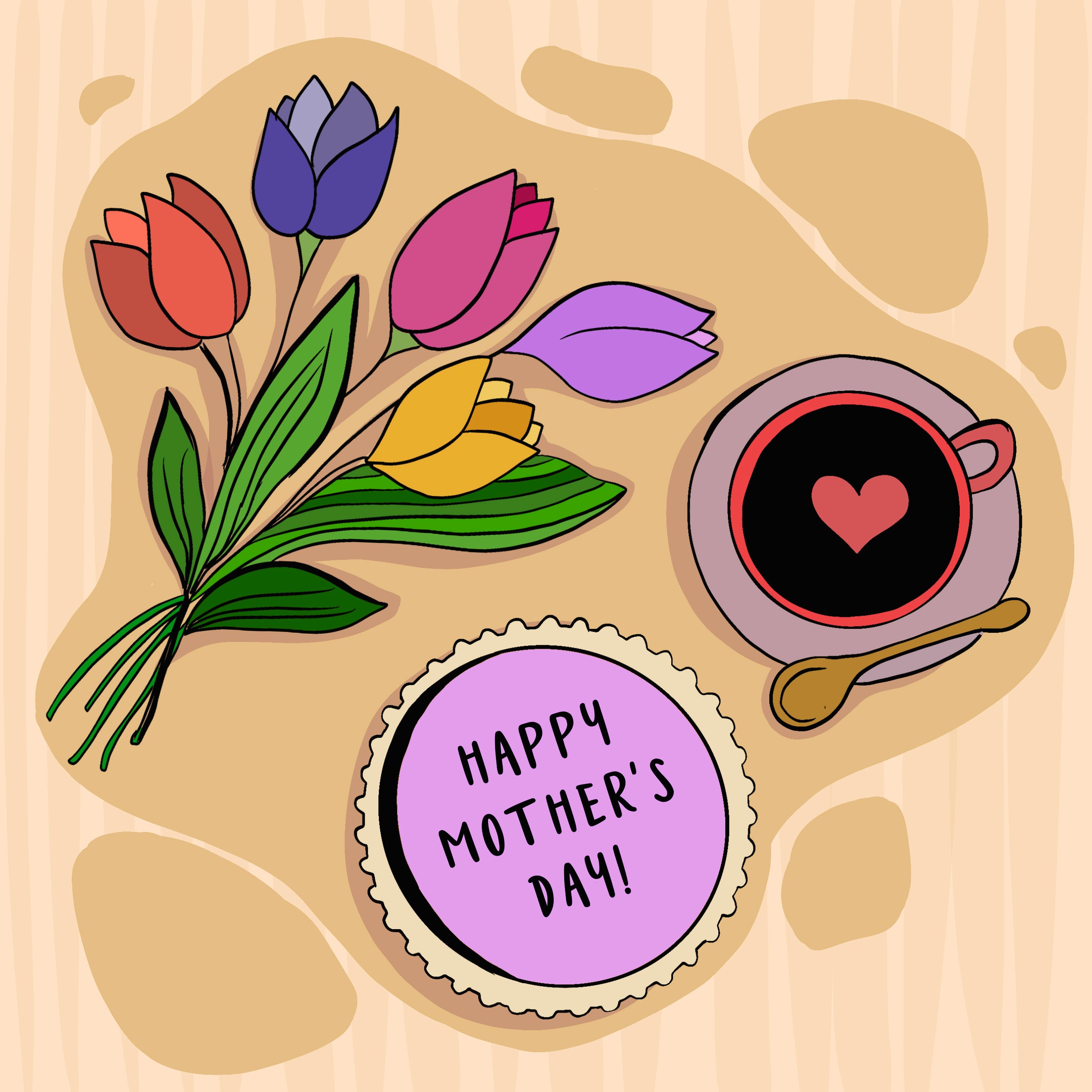 Happy Mothers Day Coffee And Cake Card Boomf