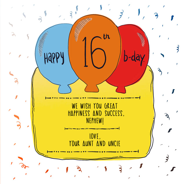 Colorful Balloons Happy 16th Birthday Nephew Recipient_For Nephew Milestone Age_16th Birthday