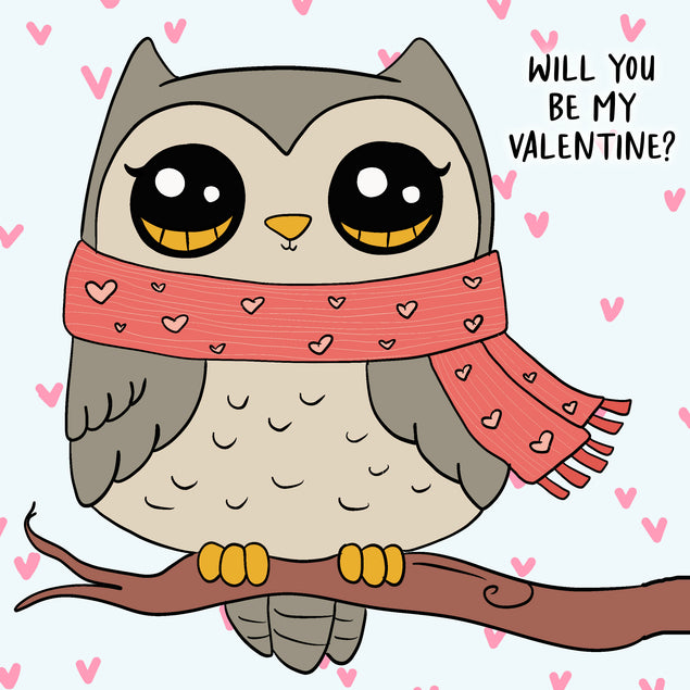 Will You Be My Valentine? Cute Owl Valentine's Day Card Season_Valentine's Day Theme_Owl