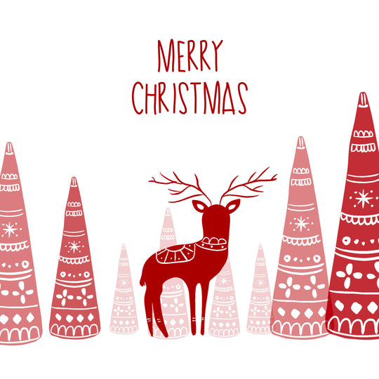 Merry Christmas Nordic Red Stag Card