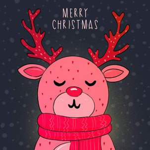 Merry Christmas Cute Red Stag Card Season_Christmas Seo_Stag