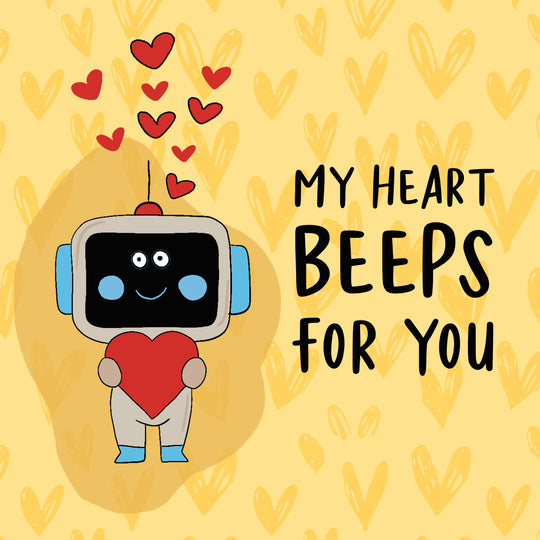 My Heart Beeps For You Cute Robot Medical Valentine's Day Card