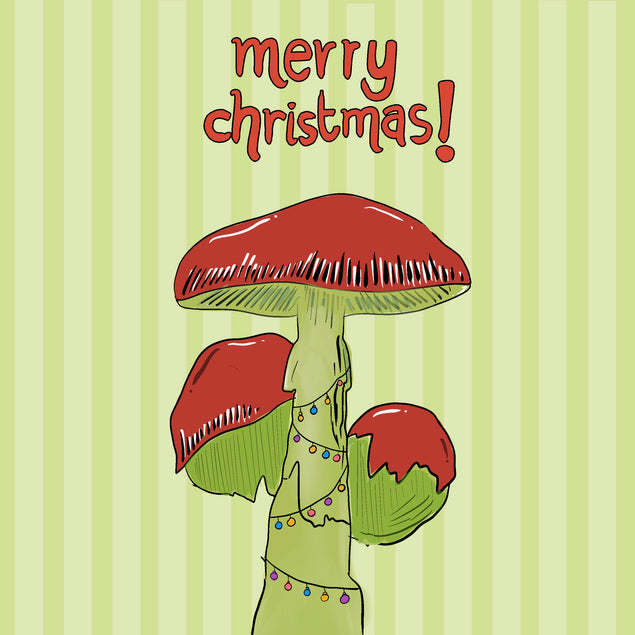Merry Christmas Mushrooms And Christmas Lights Card Season_Christmas Seo_Romanian