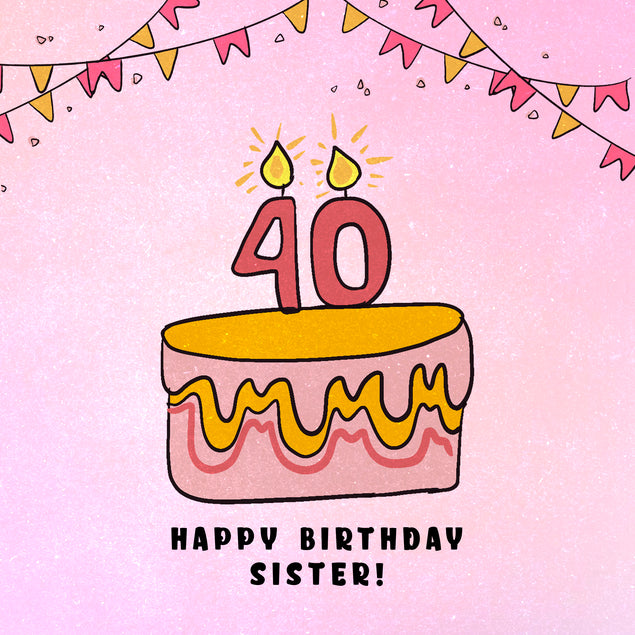Pink Cake Happy 40th Birthday Sister Recipient_For Sister Milestone Age_40th Birthday
