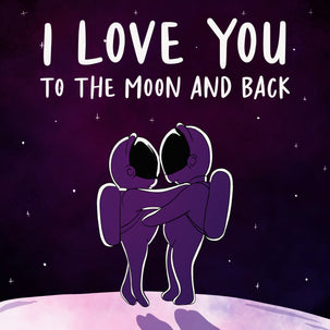 I Love You To The Moon And Back Astronaut Couple Valentine's Day Card Season_Valentine’s Day Theme_Space
