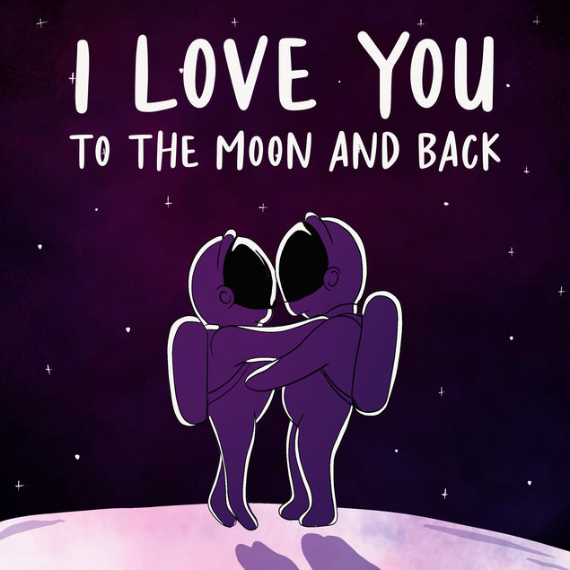 I Love You To The Moon And Back Astronaut Couple Valentine's Day Card Season_Valentine’s Day Theme_Space