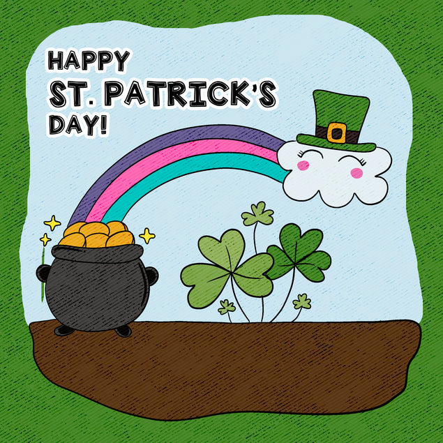 Rainbow And Magical Pot Of Gold St. Patrick's Day Card Season_St. Patrick's Day Recipient_For Kids