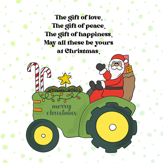 Merry Christmas Santa Riding A Tractor Card
