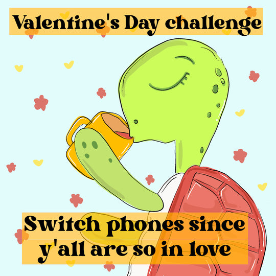 Cute Turtle With Cup Valentine's Card