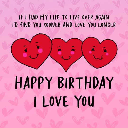 Happy Birthday Three Lovely Hearts Valentine's Day Card