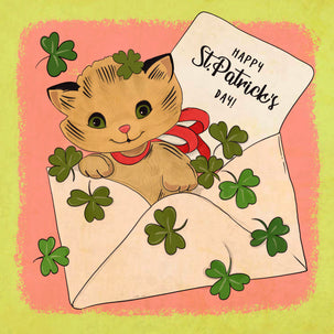 Cat In The Envelope St. Patrick's Day Card Season_St. Patrick's Day Style_Vintage