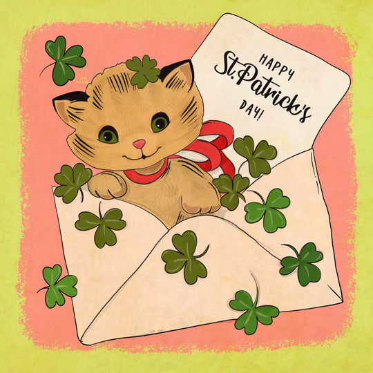 Cat In The Envelope St. Patrick's Day Card