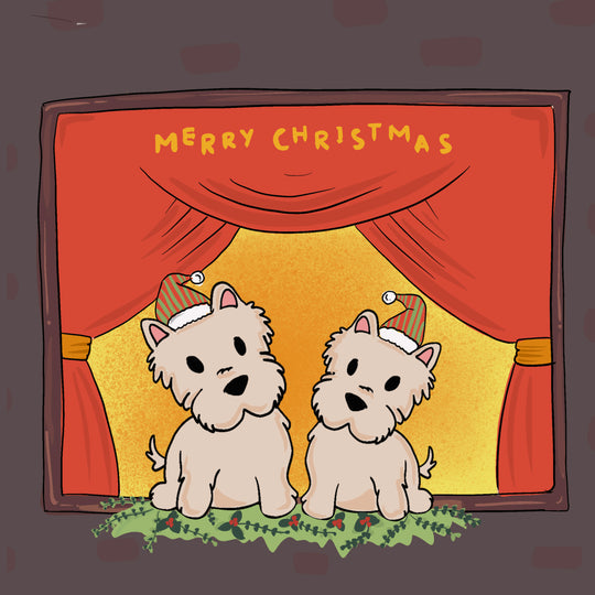 Merry Christmas Two Cute Westies And Presents Card