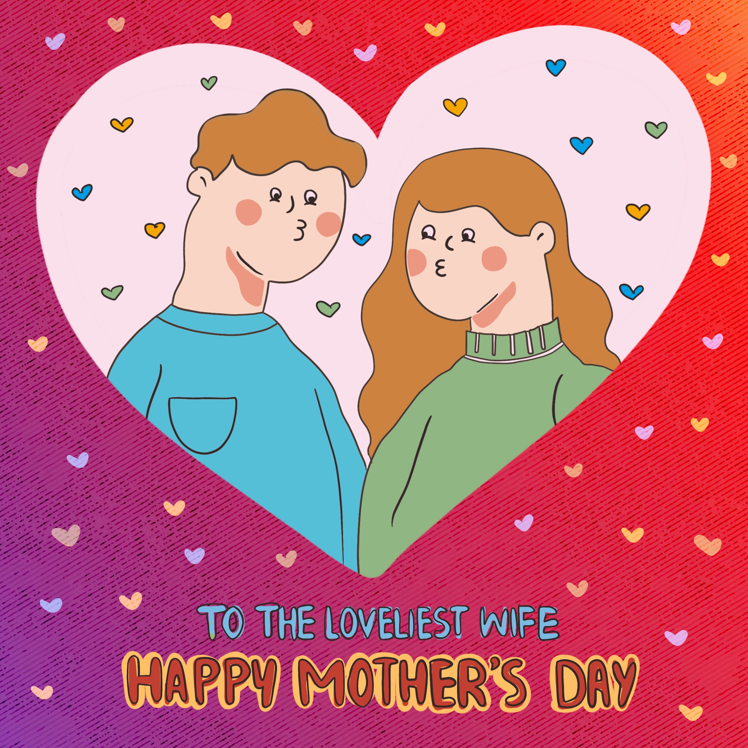 Hearts Happy Mothers Day To The Loveliest Wife Card Boomf