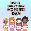 Cute Girls Happy International Women's Day Card Season_International Women’s Day, greeting_card, Recipient_For Kids